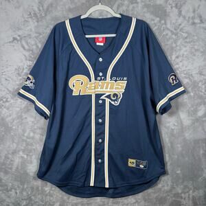 Vintage St. Louis Rams NFL Baseball Jersey Blue XL Korea Made